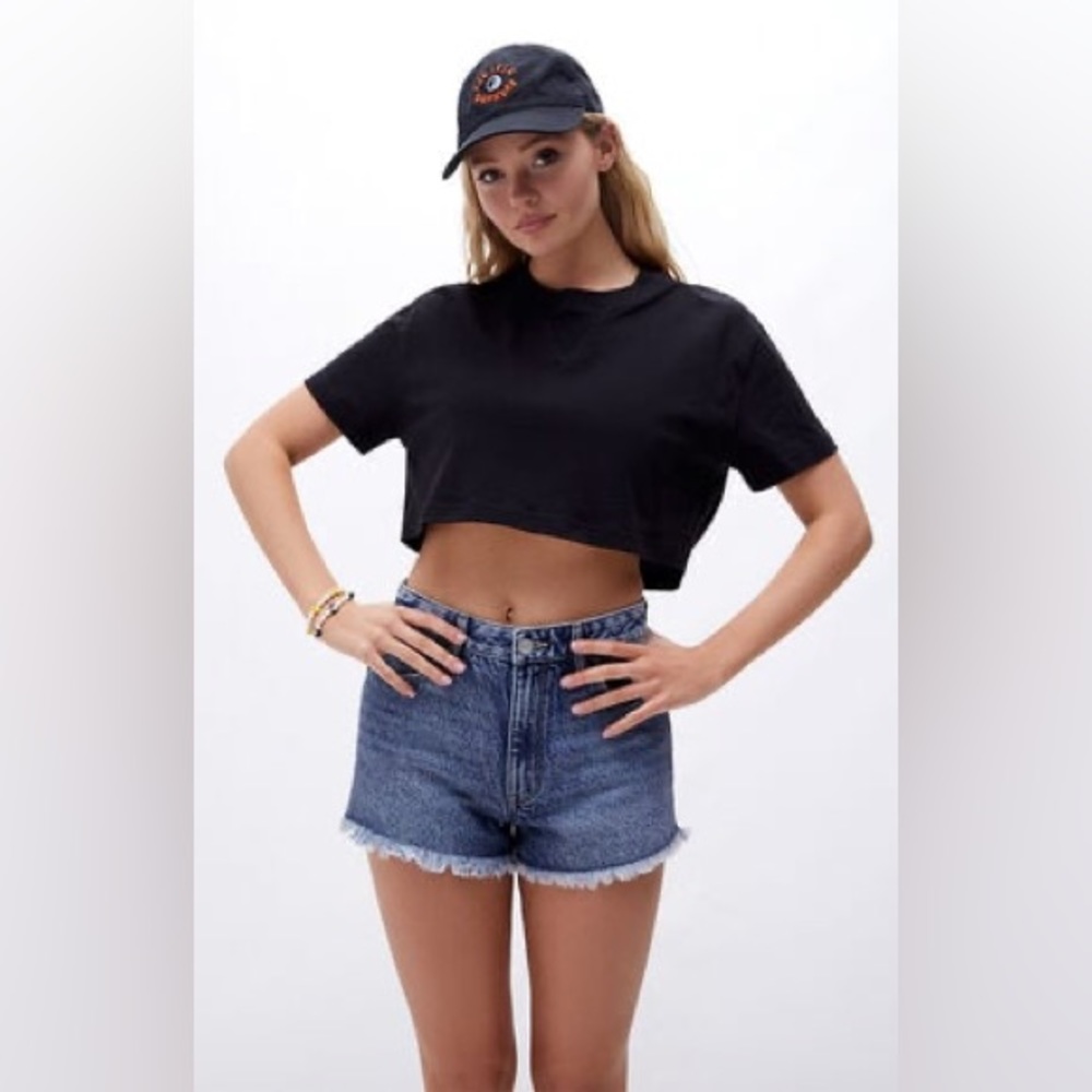 PacSun Eco Dark Blue High Waisted Denim Festival Shorts